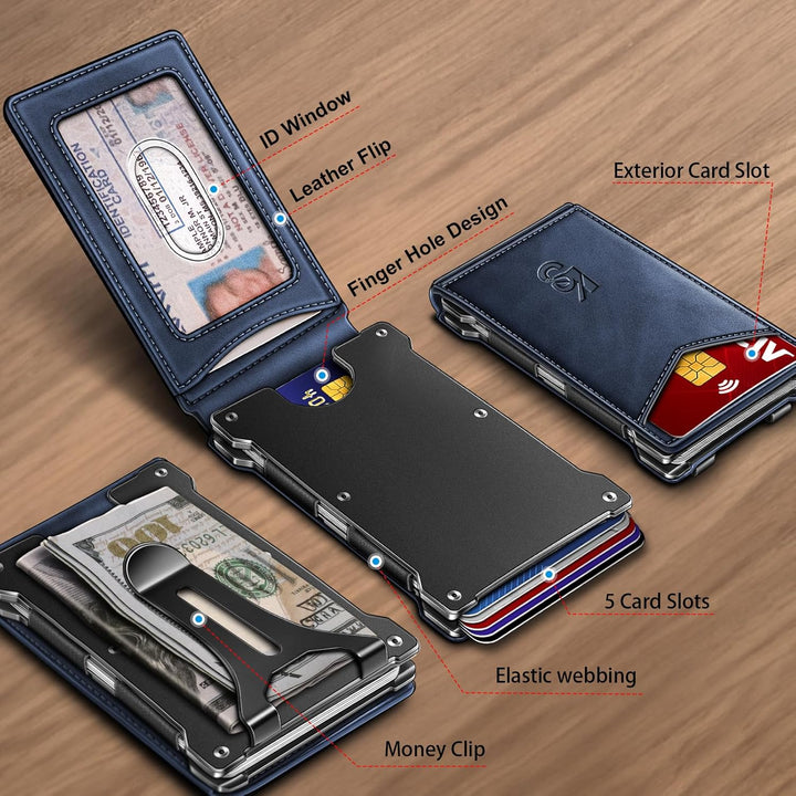 KEMISANT Billetera para hombre - Cartera delgada con clip para dine...