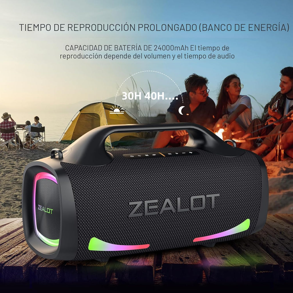 ZEALOT - Altavoz Bluetooth, altavoces de sonido de pico de 150 W inalámbricos, doble emparejamiento, XBass, 24000 mAh, ecualizador, carga rápida, altavoz portátil impermeable para exteriores, para
