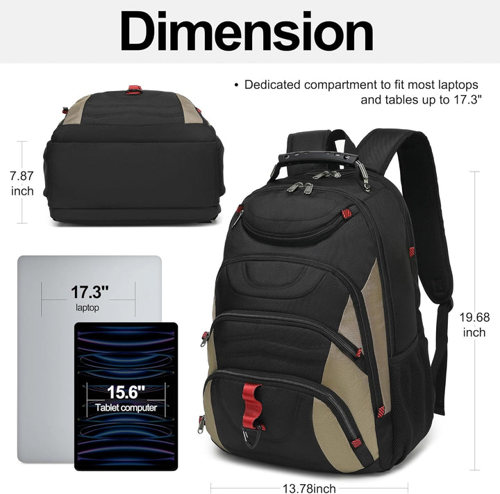 Mochila para laptop Boavan para hombre (Negro, 15.6), Negro y caqui...