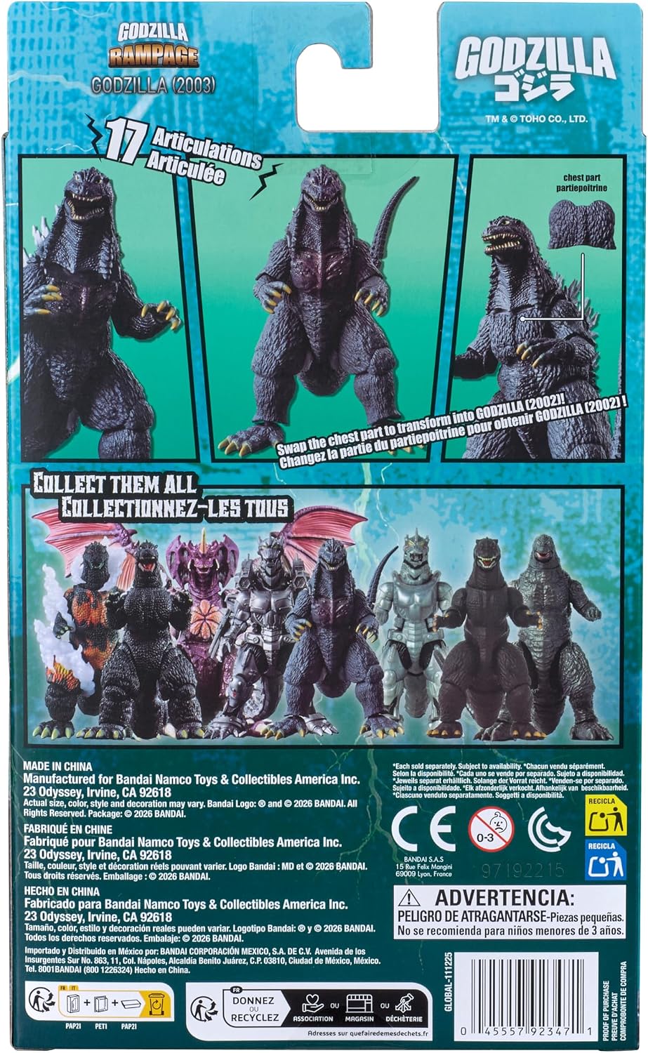 BANDAI Namco - Godzilla 2003 - Godzilla Rampage - Figura de acción de 6