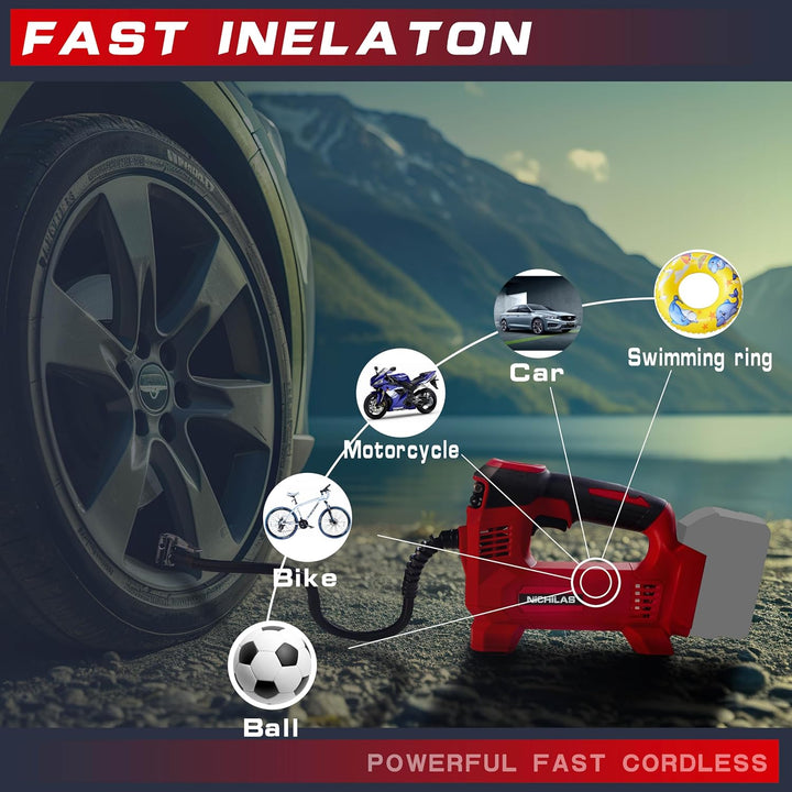 Nichilas Inflador de neumáticos compatible con batería Milwaukee M1...