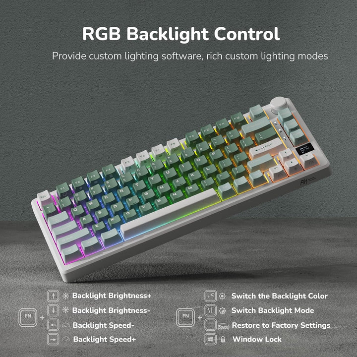 RK ROYAL KLUDGE Teclado mecánico inalámbrico M75 2.4Ghz\/BT5.1\/USB...