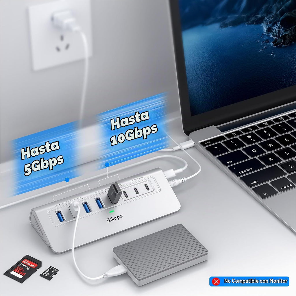 intpw, YH6AC, hub USB 3.2, alimentado