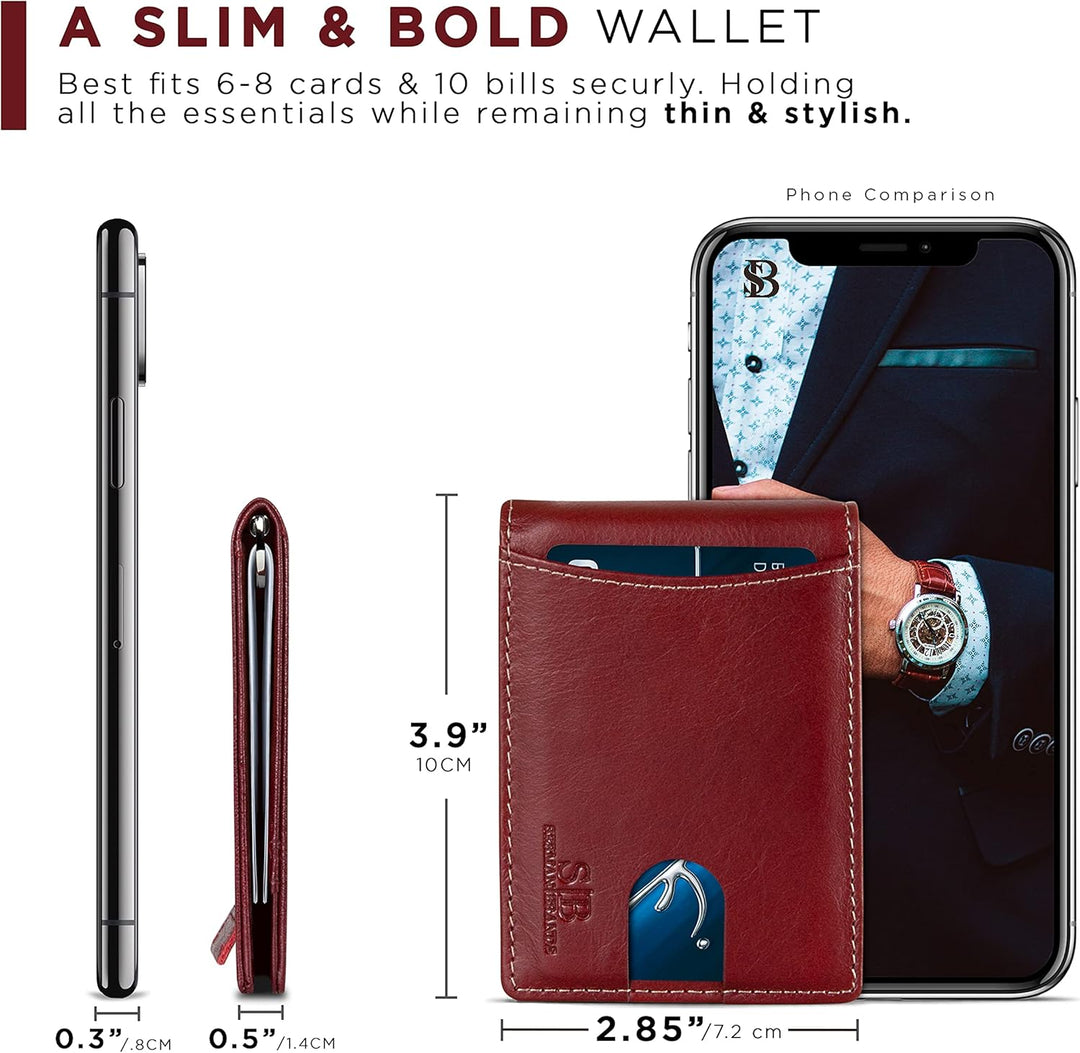 SERMAN BRANDS RFID Blocking Slim Bifold Genuine Leather Minimalist...