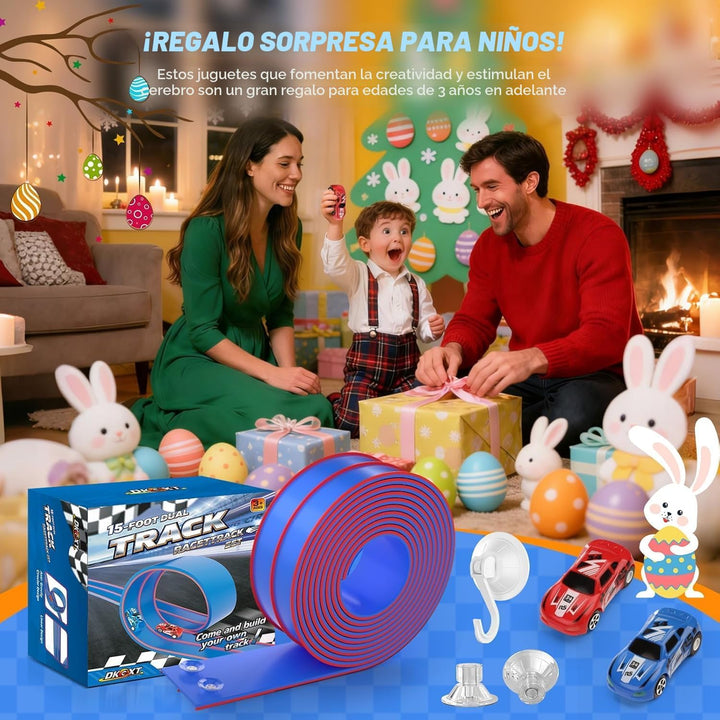 DKOXT Pista de carreras flexible de 15 pies para niños, juego de pi...