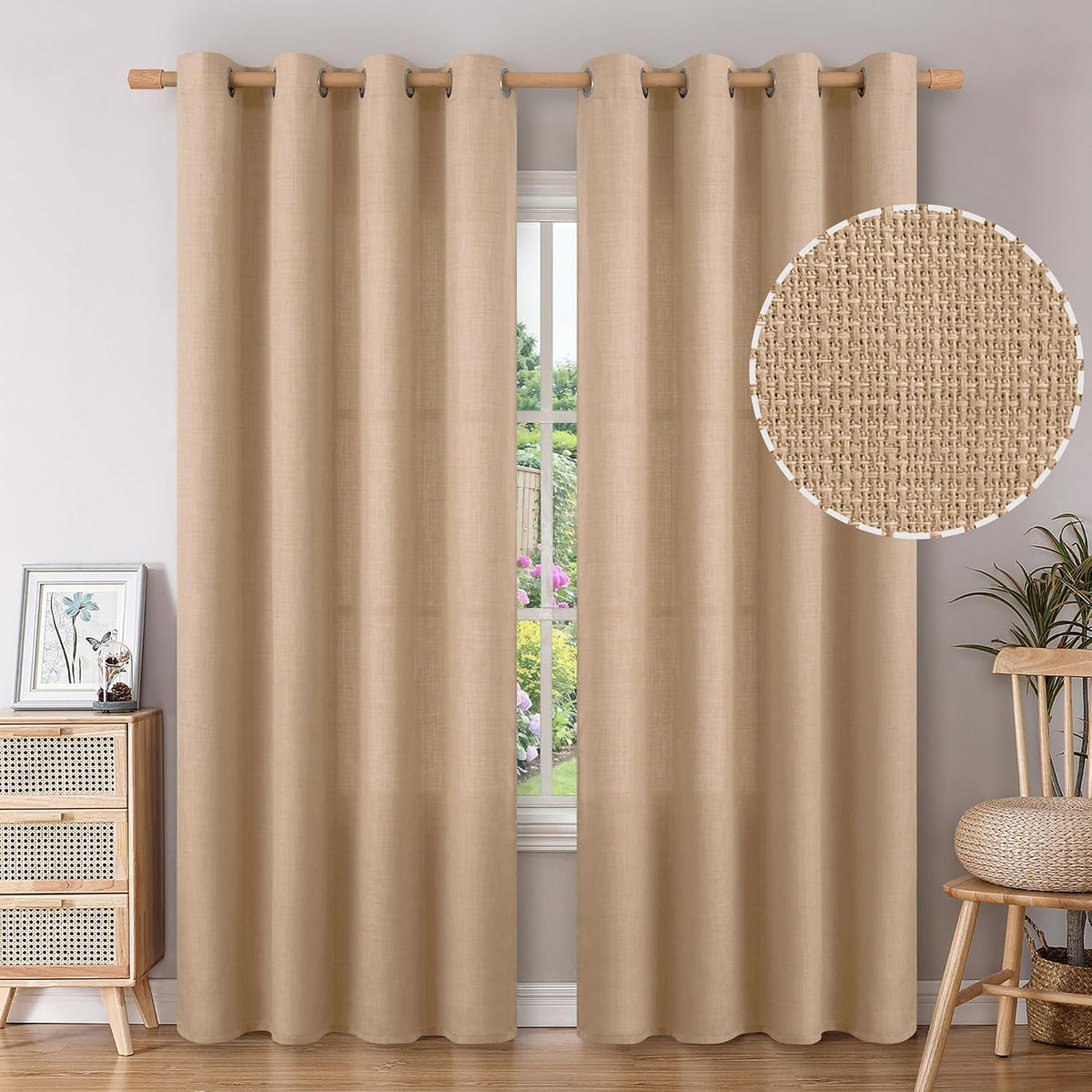 BGment - Cortinas de arpillera para sala de estar, 84 pulgadas de largo, 2 paneles de arpillera
