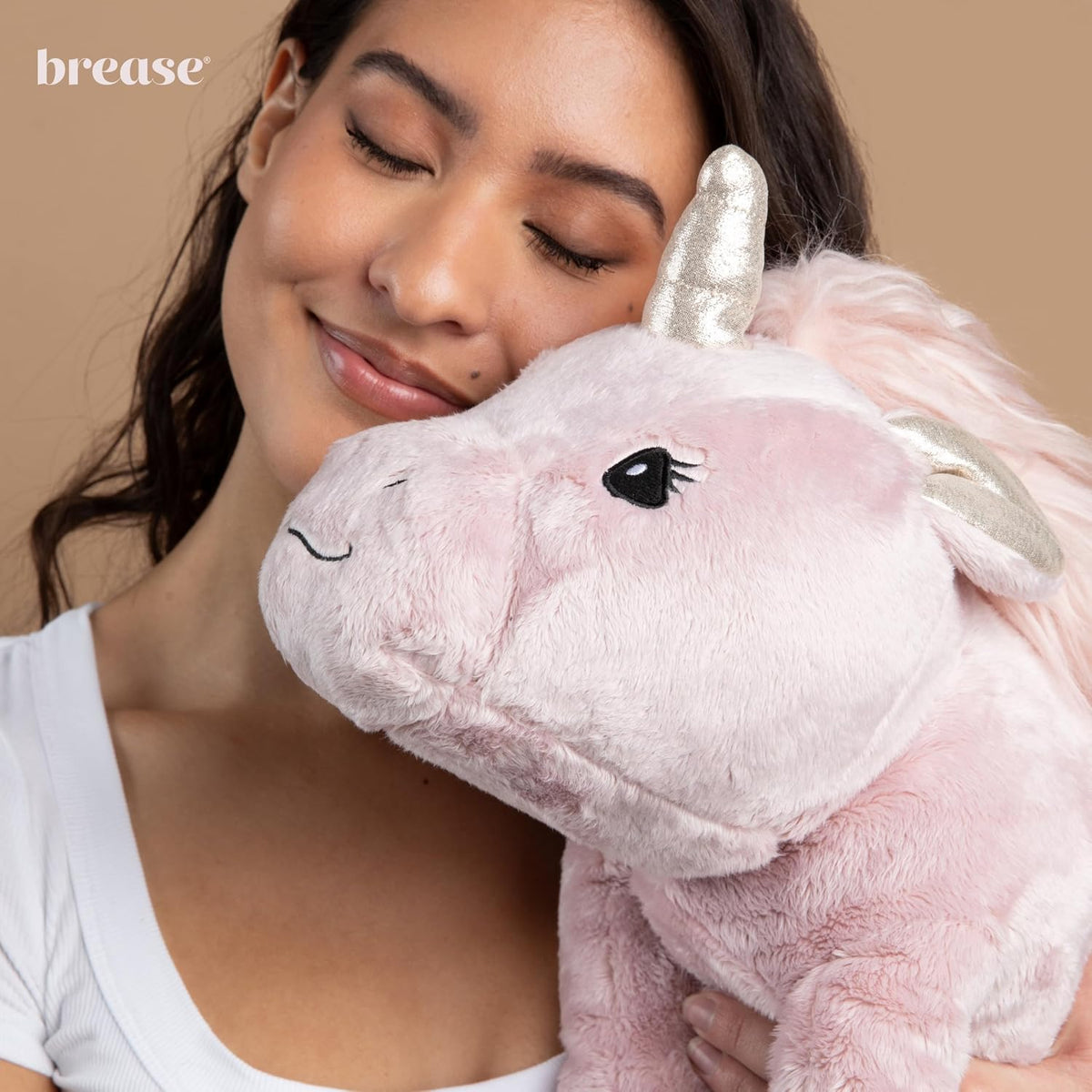 Brease - Animal de peluche de unicornio rosa sin aroma de 5 libras, grande; lindo juguete de felpa de unicornio para abrazos suaves, momentos de paz, compañero acogedor para niños y adultos; peluche