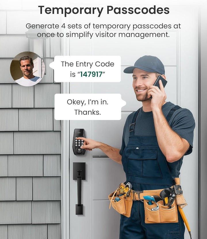 DESLOC C100 - Cerradura de puerta de entrada sin llave con asa, cer...