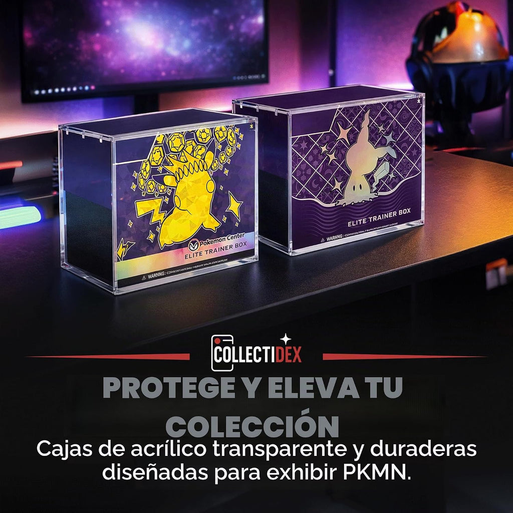 Elite Trainer Box ETB - Funda protectora de acrílico con imanes de 0.197 x 0.118 in, apilable ETB, compatible con cajas de entrenamiento PKMN ETB Elite