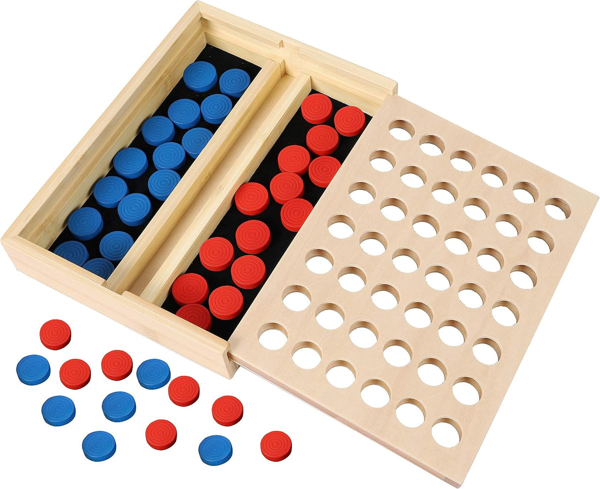 TOWO Juego de madera 4 en una fila, juego de mesa clásico de estrategia