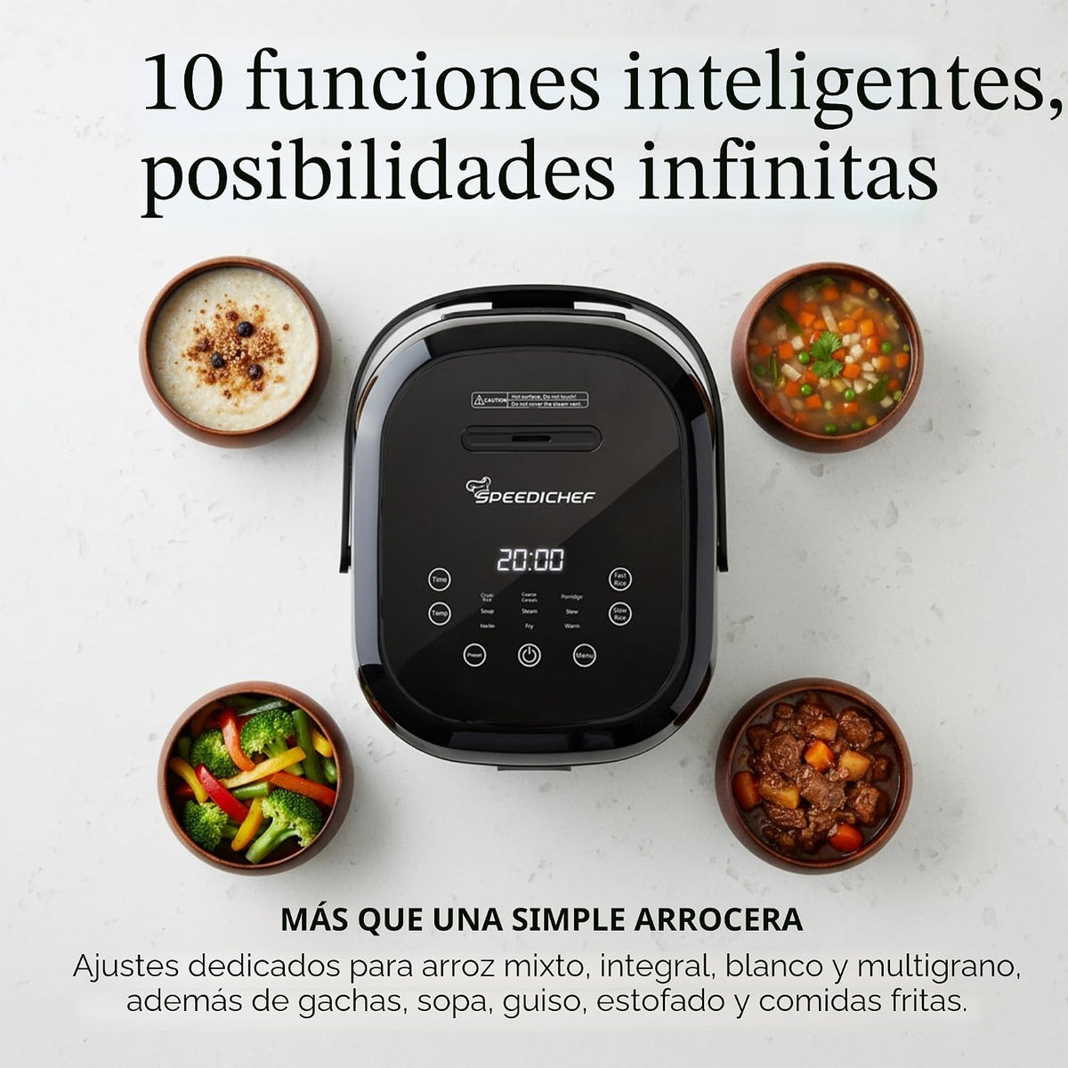 Olla arrocera y vaporera baja en azúcar para 10 tazas