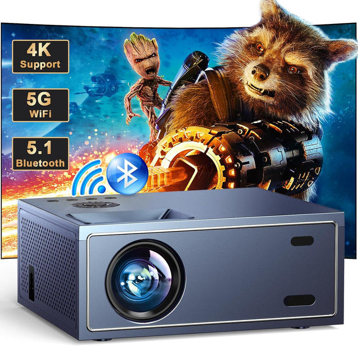 Proyector de soporte 4K con WiFi y Bluetooth, mini proyectores port...