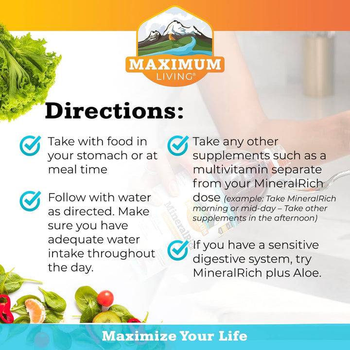 Maximum Living MineralRich Minerals Suplemento con aloe - Mezcla lí...