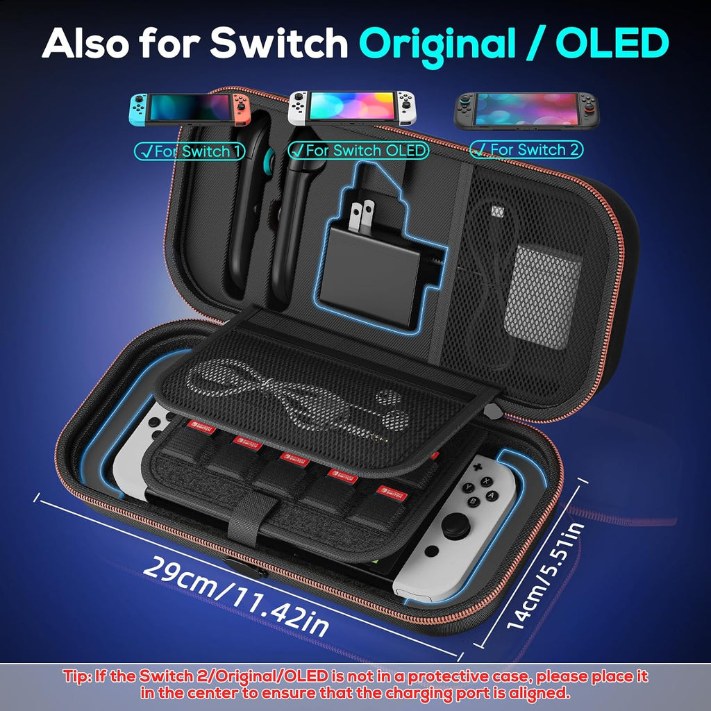 Auarte Switch 2 - Funda de viaje para Switch /OLED, [carga dentro]