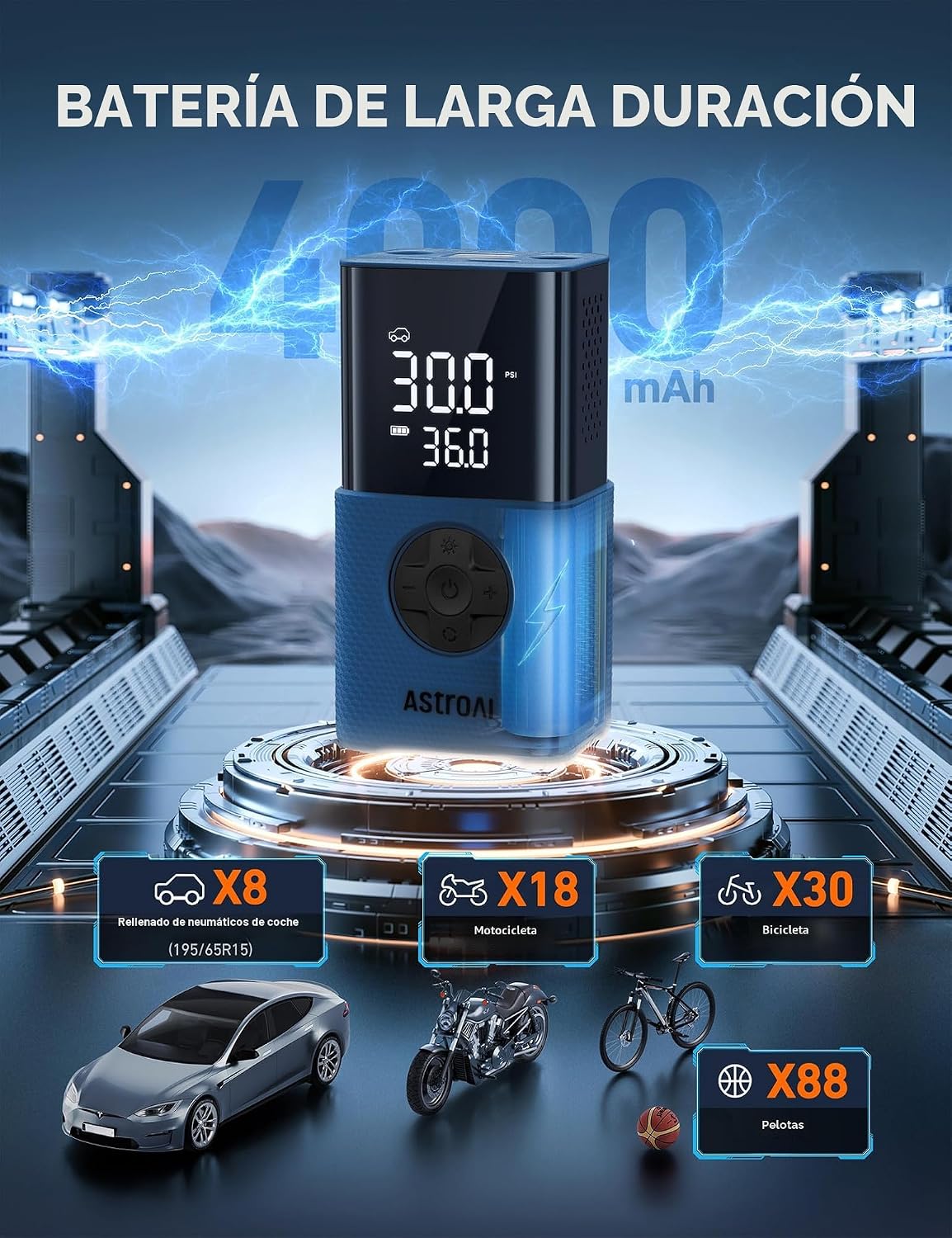 AstroAI L7S - Inflador de neumáticos, compresor de aire portátil in...