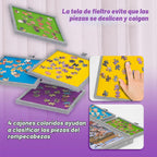 Tektalk - Mesa de rompecabezas con soporte ajustable integrado/soporte, tablero de rompecabezas de fieltro súper ligero con 3 ángulos de inclinación y cubierta con 4 cajones de clasificación (Gris