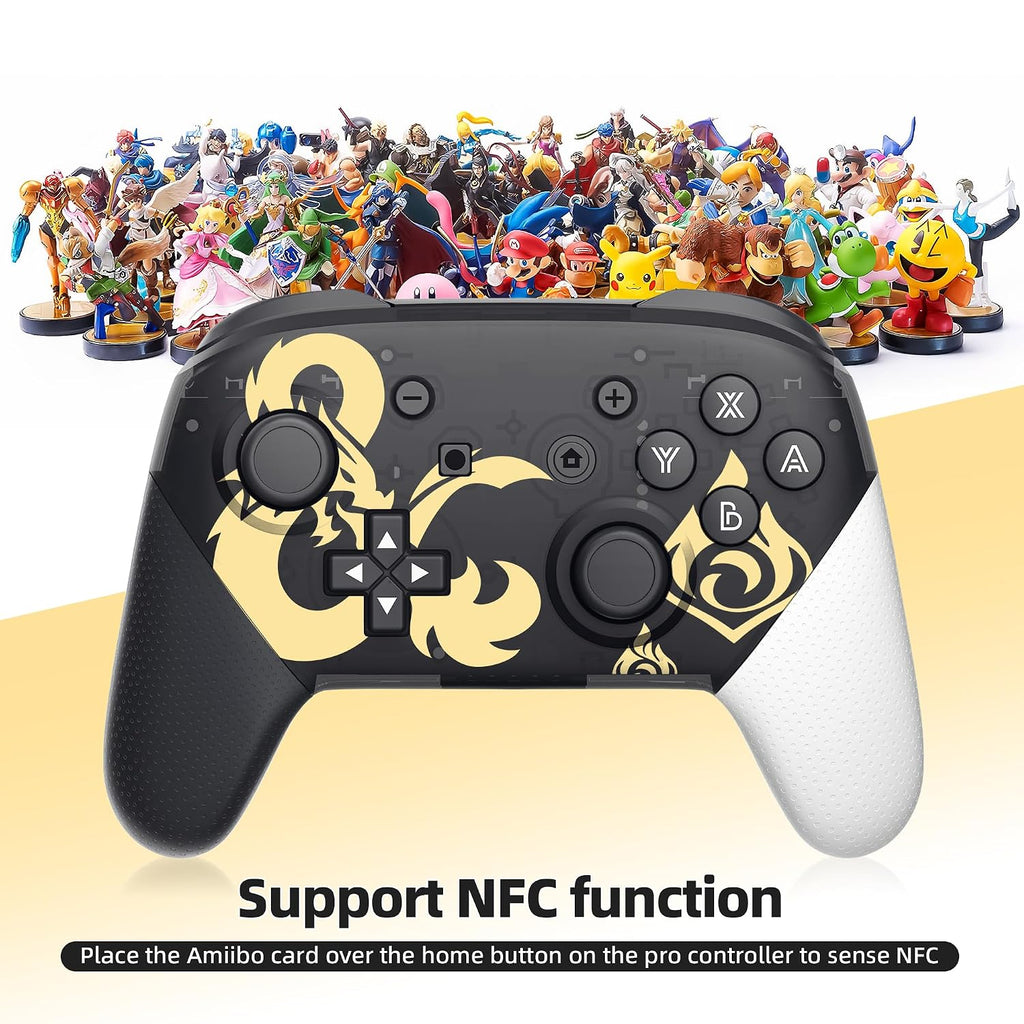 Controladores Inalámbricos de Switch con Estuche de Transporte, Compatibles con Switch/OLED/Lite/PC - Doble Motor de Vibración, Sensor de Giro, Switch Pro Controller con Activación/Despertar, Captura de Pantalla, NFC, Función Turbo - Negro