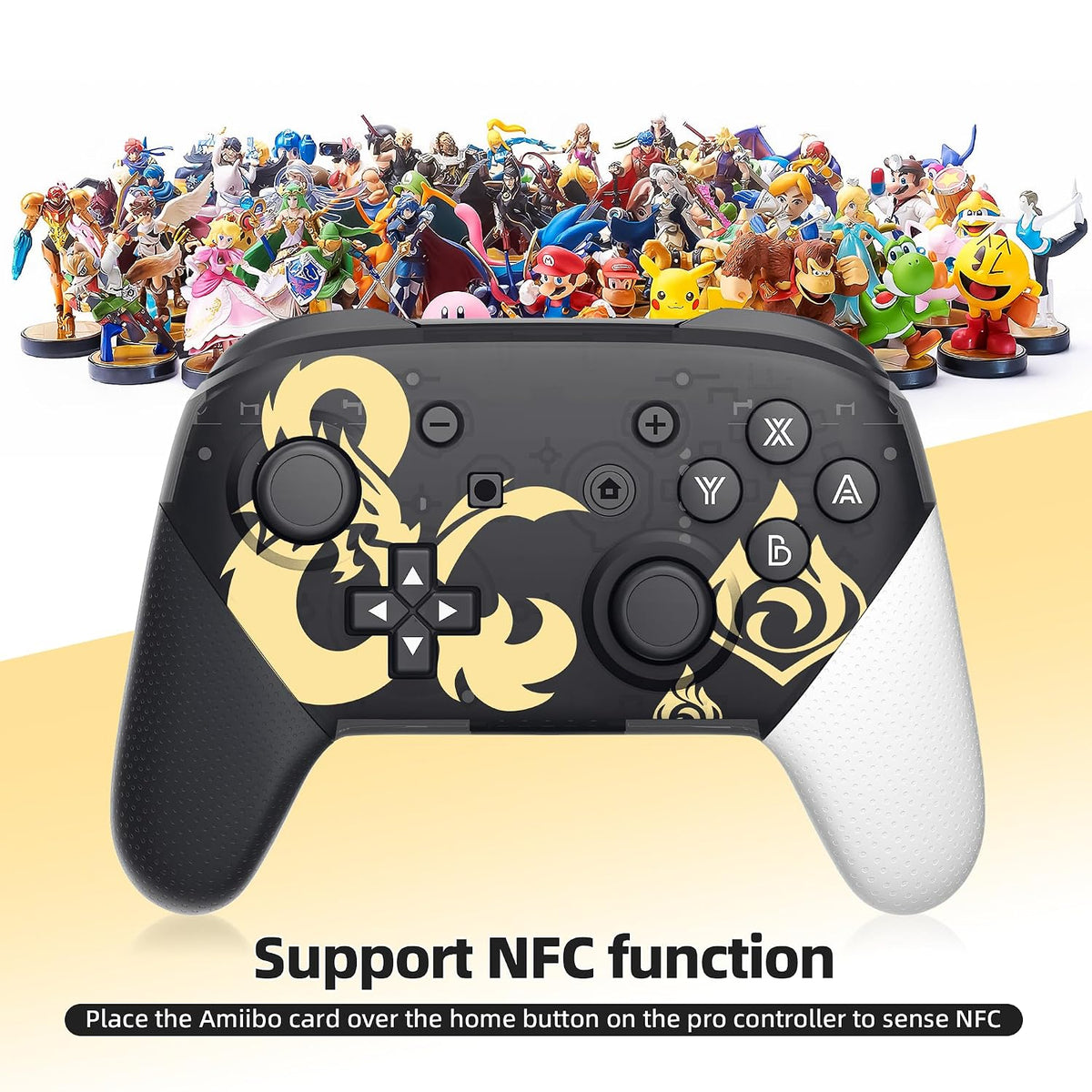 Controladores Inalámbricos de Switch con Estuche de Transporte, Compatibles con Switch/OLED/Lite/PC - Doble Motor de Vibración, Sensor de Giro, Switch Pro Controller con Activación/Despertar, Captura de Pantalla, NFC, Función Turbo - Negro