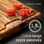 Tabla de cortar de teca de 14 x 10 pulg., Bloque de carnicero con canal de jugos
