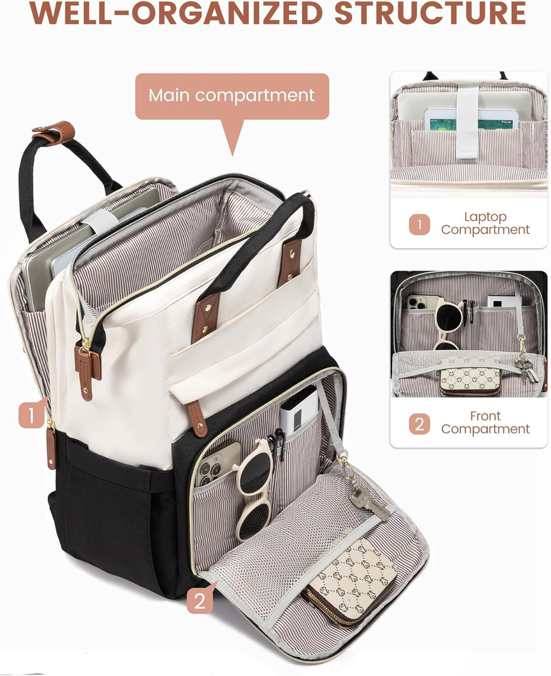 LOVEVOOK - Mochila para laptop de mujer, 17.3'' impermeable...