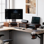 Fenge Soporte para monitor doble, estante de escritorio de esquina con