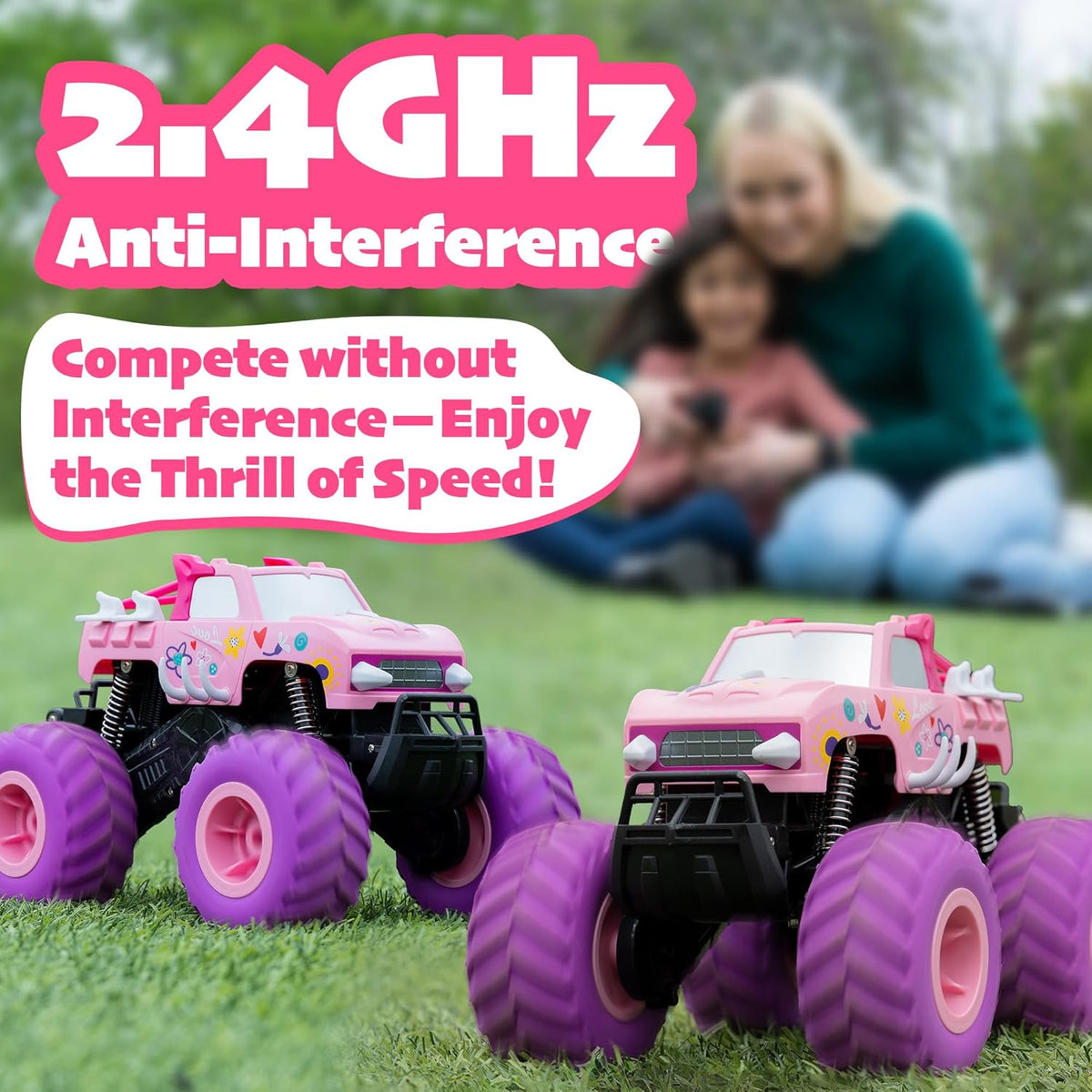 Threeking 1:16 Camión monstruo RC rosa impermeable Juguetes