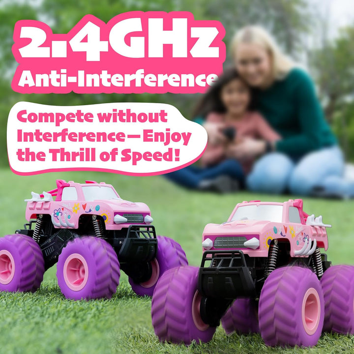 Threeking 1:16 Camión monstruo RC rosa impermeable Juguetes de cont...