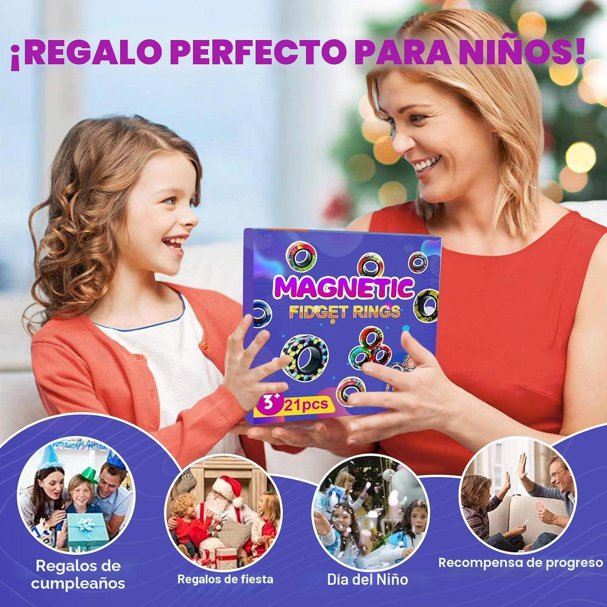 Juego de 27 anillos magnéticos para ansiedad, regalos de fiesta de Halloween, anillos magnéticos para niños, TDAH, ansiedad, anillos giratorios para alivio, regalo de cumpleaños para adultos