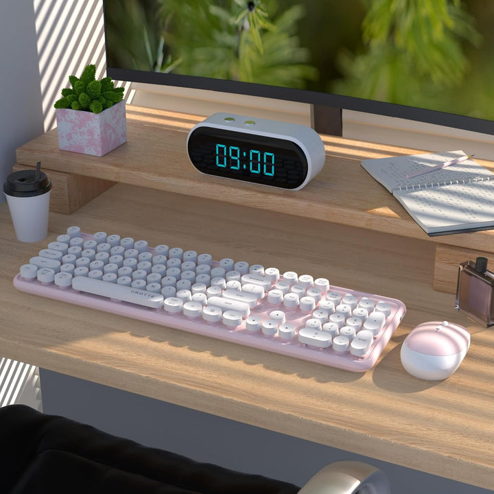 UBOTIE Teclado inalámbrico colorido para computadora y mouse óptico...