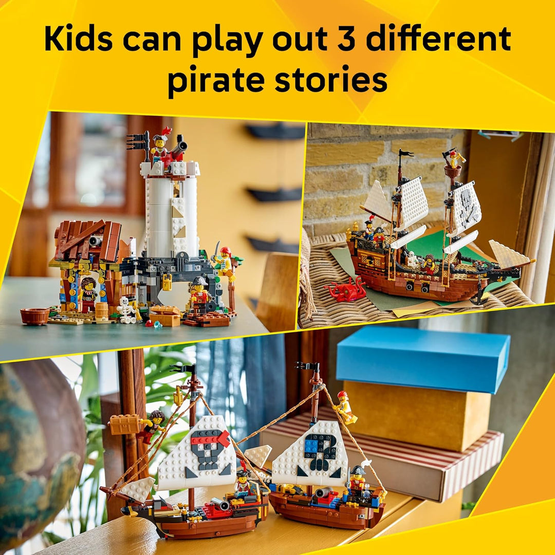LEGO Creator 3 in 1 Iconic Pirate Ship Toy - Building Set for Boys...