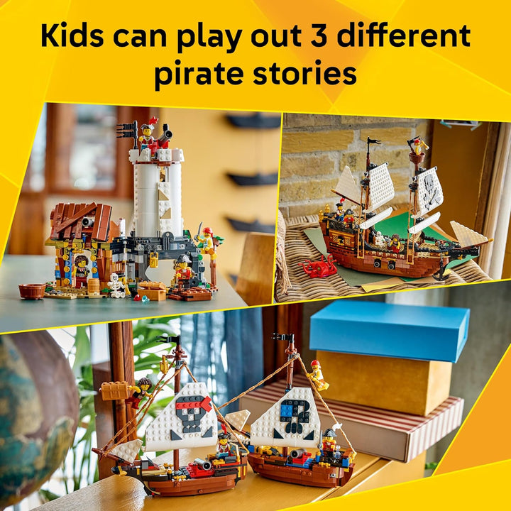 LEGO Creator 3 in 1 Iconic Pirate Ship Toy - Building Set for Boys...