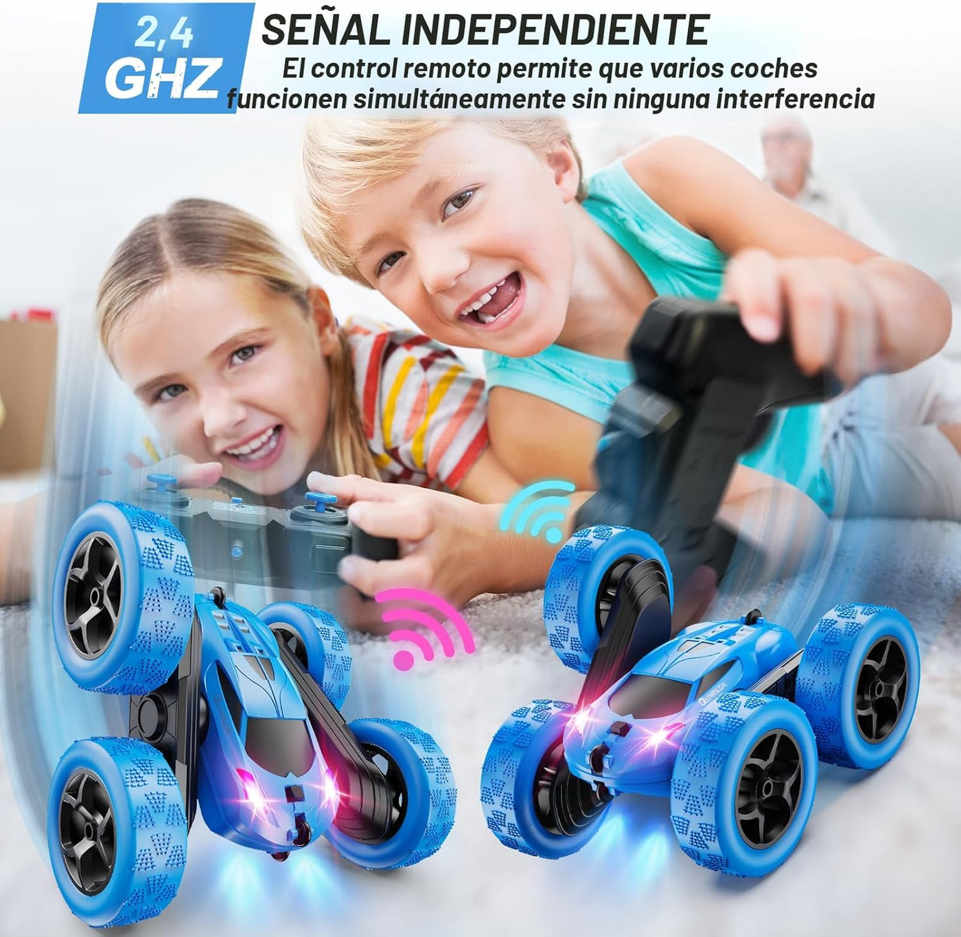 QUNREDA Coche de control remoto, juguetes de autos RC para niños de...