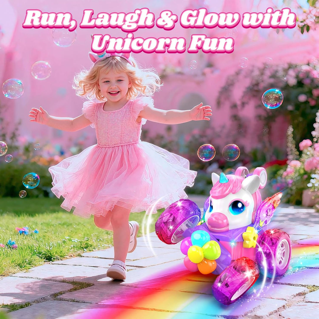Coches RC de unicornio para niñas, juguetes con alas de cristal bri...