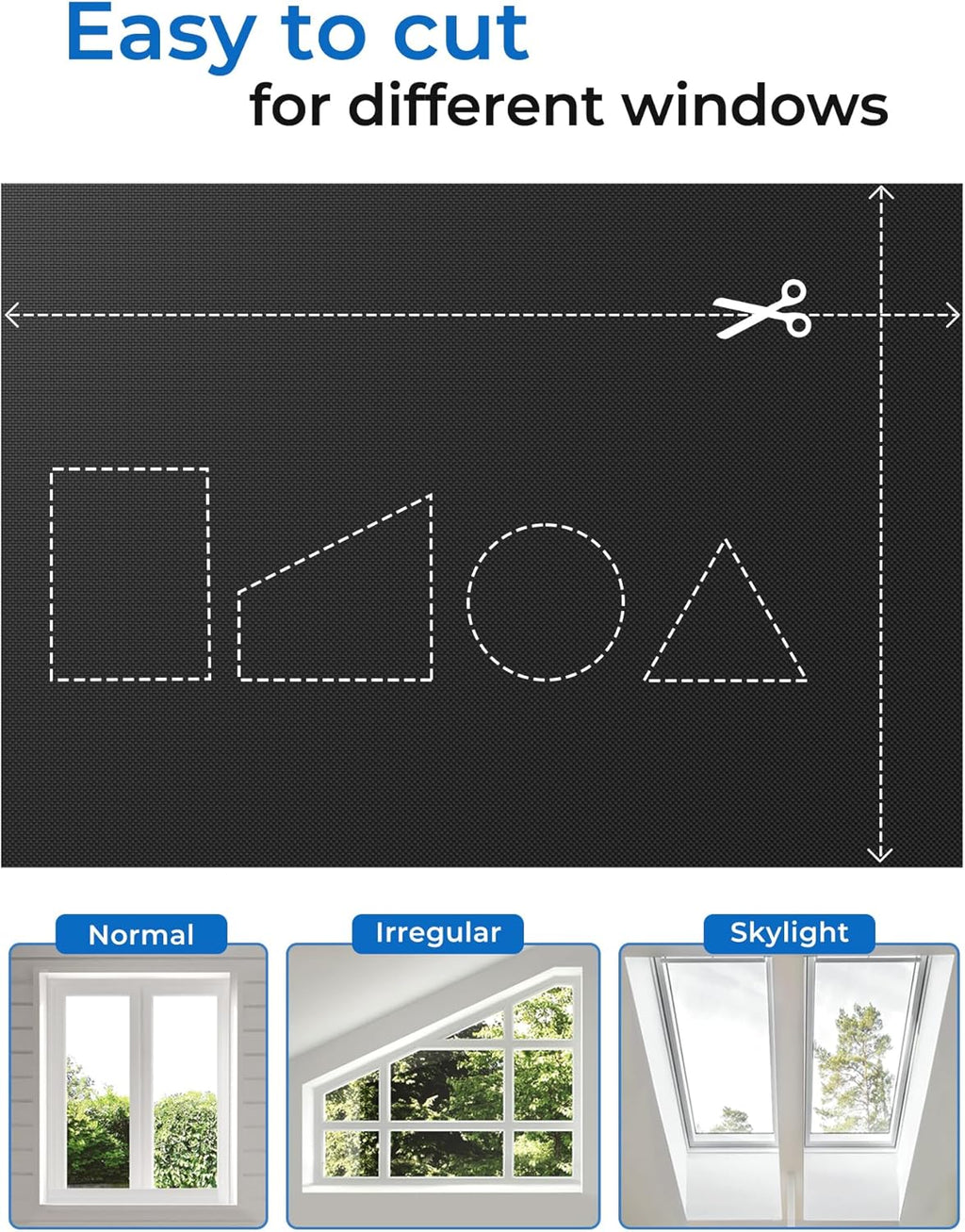 Cortinas Opacas para Dormitorio Portátiles 35"x60", Sin Taladro, Cortinas Opacas con Cintas de Velcro Mejoradas, Cobertura de Ventana 100% Opaca, Persianas con Aislamiento Térmico para