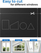 Cortinas opacas para dormitorio de 54"x70", cubierta de ventana negra portátil con cinta adhesiva resistente al calor, persianas opacas 100% sin necesidad de taladro para ventanas, corte y