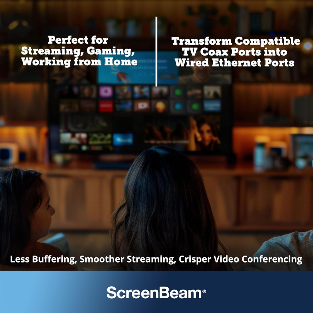 ScreenBeam Adaptador de red MoCA 2.5 para Internet de mayor velocidad, Ethernet sobre coaxial - Kit de inicio (Modelo: ECB6250K02)