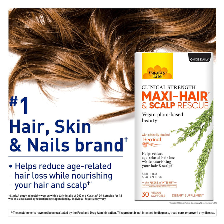 Country Life Maxi-Hair &amp; Scalp Rescue, belleza a base de planta...