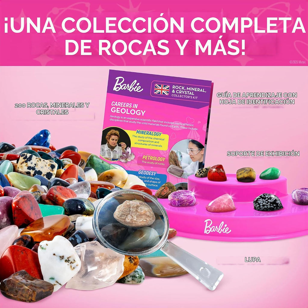 Barbie Rock Collection Box con 200 Rocks, Minerals, Crystals, y Geode