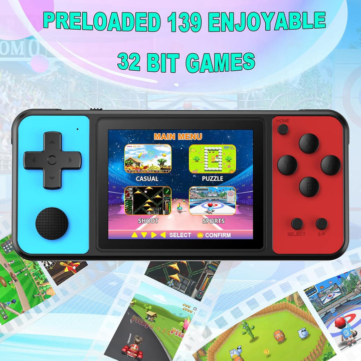 KAVOYI Juegos de mano de 32 bits para niños, 139 videojuegos integr...