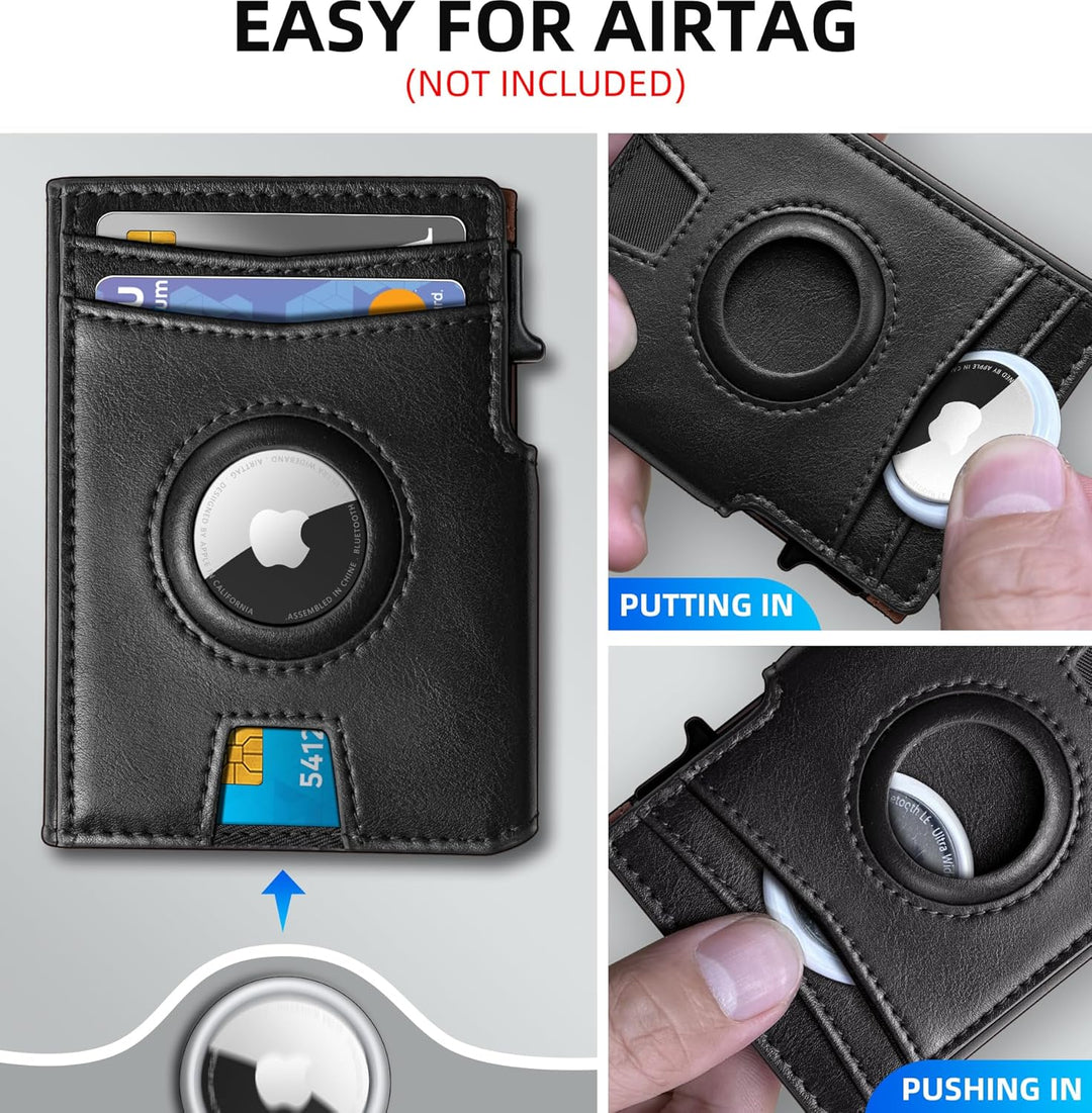 Miyozi - Billetera Airtag para hombre, con clip de dinero, estuche...