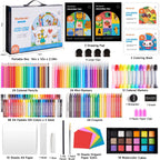 Shuttle Art Juego de arte para niños de 335 piezas, suministros de arte multimedia, kit de arte de regalo con caballete triple, 2 blocs de dibujo, 2 libros para colorear, pasteles al óleo, crayones y