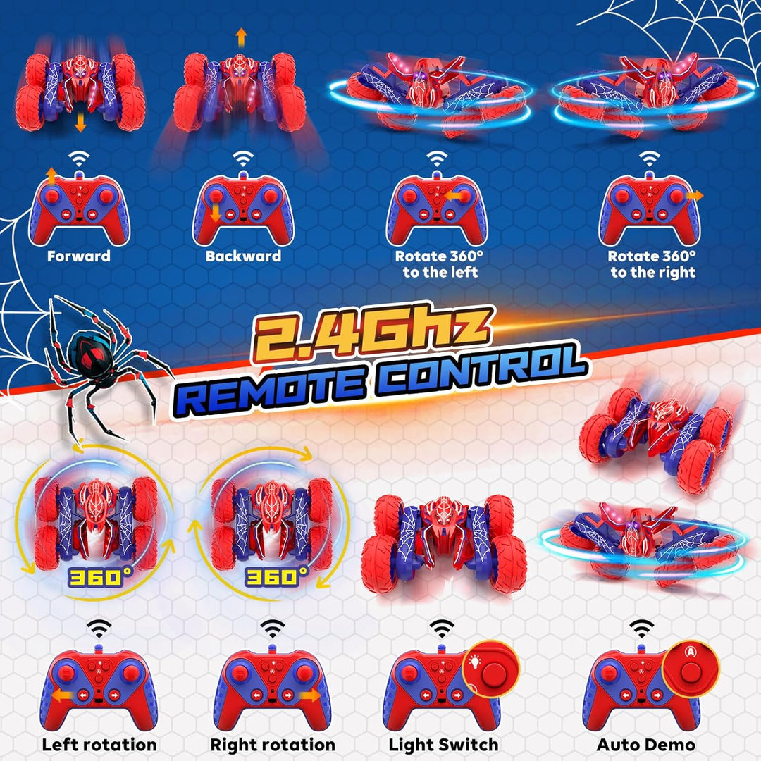 Spider - Autos de control remoto para niños de 4 a 7 360°