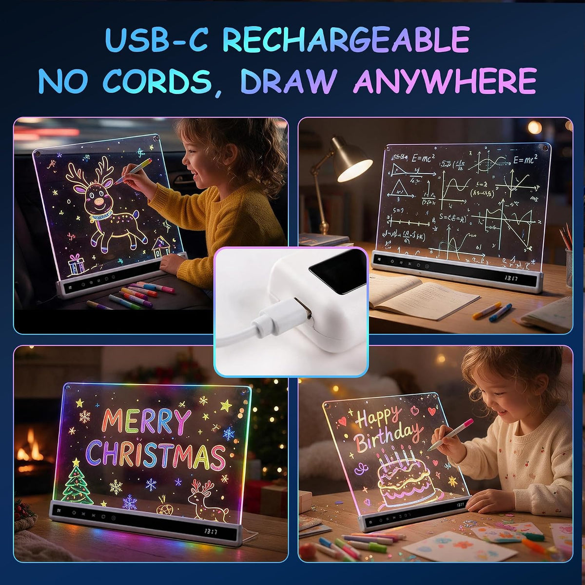 Tablero de dibujo LED de 16 pulgadas recargable iluminado tablero de dibujo