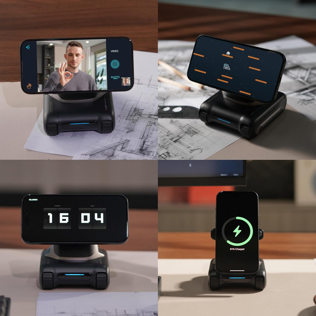 LOOI Robot-Space Black-AI Compañero de escritorio, interacción de voz ChatGPT y Gemini, comprensión visual, personalidad y memoria, carga inalámbrica de 10 W, regalo de tecnología y dispositivo, mascotas electrónicas, juguete, geek, configuración de escri