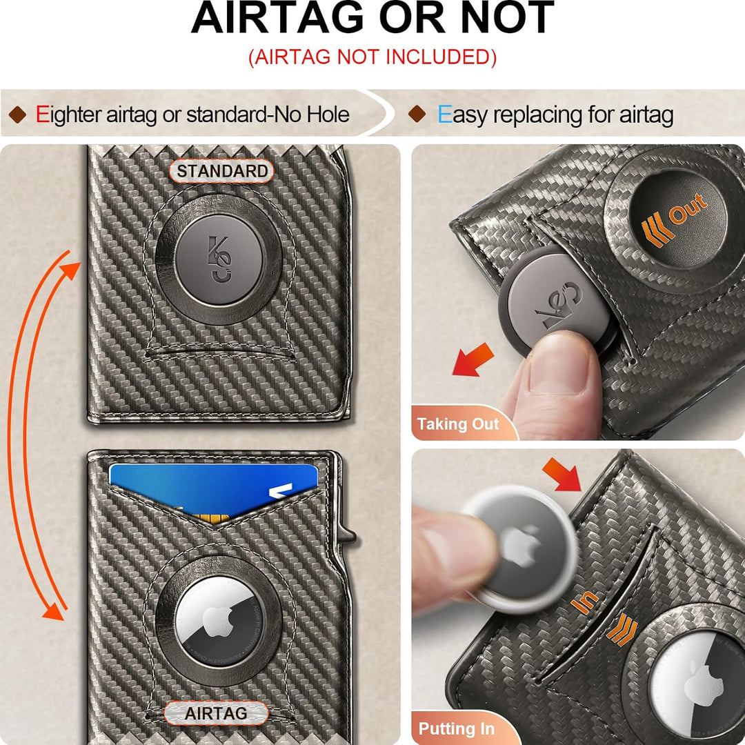 KEMISANT Billetera Airtag para hombre, delgada con bolsillo frontal...