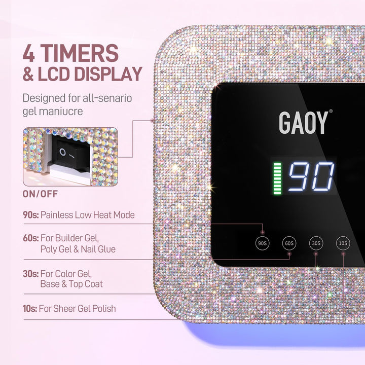 GAOY Lámpara de uñas LED UV inalámbrica para uñas de gel, luz UV re...
