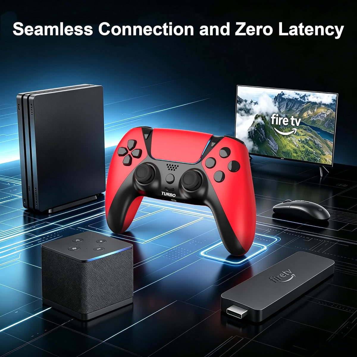 KentroGrip Alternativa para controlador Luna para Fire TV Stick, gamepad inalámbrico Turbo con joysticks ALPS sin deriva para juegos en la nube, alimentación recargable de 1200 mAh, 2 botones traseros