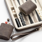 Juegos de backgammon para adultos y niños, tablero clásico de backgammon con dados de damas únicos, funda plegable de piel sintética de backgammon para backgammon (marrón)