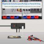 Regleta de alimentación resistente de 20 amperios, garaje 6 salidas de metal calibre 12, protector de sobretensiones 3000J, adaptador 5-15P de alto amperio para taller 6-20R ranura en T