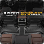 CAT® JustFit™ 3D - Tapete trasero de ajuste personalizado para Chevy Silverado 1500 Crew Cab 2014-2018, revestimiento de goma resistente medido por láser, accesorios Silverado
